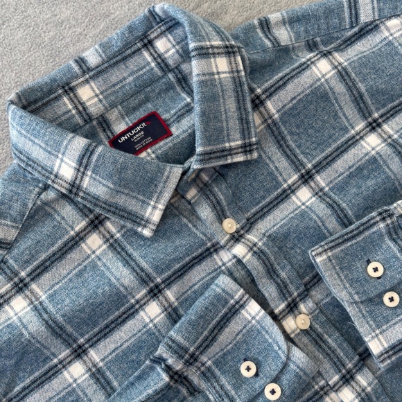 UNTUCKit Other - UNTUCKit Mens Large Slim Fit Blue Plaid Cotton Flannel Button Down Shirt